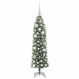 Albero di Natale Artificiale Sottile Verde e Bianco 120 cm