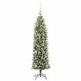 Albero di Natale Artificiale Sottile Verde e Bianco 120 cm