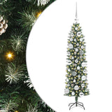 Albero di Natale Artificiale Sottile Verde e Bianco 120 cm