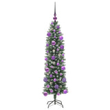 Albero di Natale Artificiale Sottile Verde e Bianco 120 cm