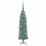 Albero di Natale Artificiale Sottile Verde e Bianco 120 cm