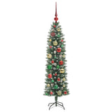 Albero di Natale Artificiale Sottile Verde e Bianco 120 cm