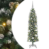Albero di Natale Artificiale Sottile Verde e Bianco 150 cm