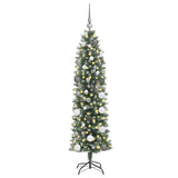Albero di Natale Artificiale Sottile Verde e Bianco 150 cm