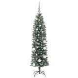 Albero di Natale Artificiale Sottile Verde e Bianco 150 cm
