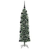 Albero di Natale Artificiale Sottile Verde e Bianco 150 cm