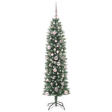 Albero di Natale Artificiale Sottile Verde e Bianco 150 cm