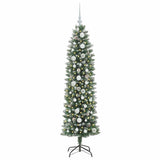 Albero di Natale Artificiale Sottile Verde e Bianco 150 cm