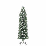 Albero di Natale Artificiale Sottile Verde e Bianco 150 cm