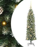 Albero di Natale Artificiale Sottile Verde e Bianco 150 cm