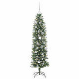 Albero di Natale Artificiale Sottile Verde e Bianco 150 cm