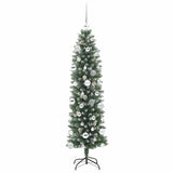 Albero di Natale Artificiale Sottile Verde e Bianco 150 cm