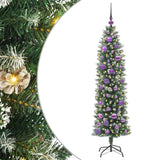 Albero di Natale Artificiale Sottile Verde e Bianco 150 cm