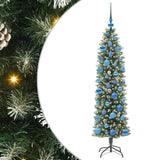 Albero di Natale Artificiale Sottile Verde e Bianco 150 cm