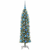 Albero di Natale Artificiale Sottile Verde e Bianco 150 cm