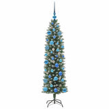 Albero di Natale Artificiale Sottile Verde e Bianco 150 cm