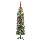 Albero di Natale Artificiale Sottile Verde e Bianco 150 cm