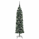Albero di Natale Artificiale Sottile Verde e Bianco 180 cm