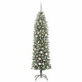 Albero di Natale Artificiale Sottile Verde e Bianco 180 cm