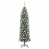 Albero di Natale Artificiale Sottile Verde e Bianco 180 cm