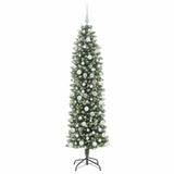 Albero di Natale Artificiale Sottile Verde e Bianco 180 cm
