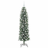 Albero di Natale Artificiale Sottile Verde e Bianco 180 cm