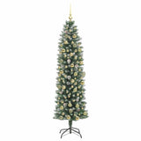 Albero di Natale Artificiale Sottile Verde e Bianco 180 cm