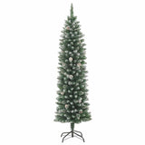 Albero di Natale Artificiale Sottile Verde e Bianco 180 cm