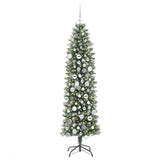 Albero di Natale Artificiale Sottile Verde e Bianco 180 cm