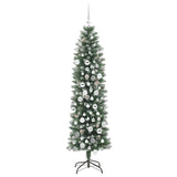 Albero di Natale Artificiale Sottile Verde e Bianco 180 cm