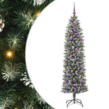 Albero di Natale Artificiale Sottile Verde e Bianco 180 cm