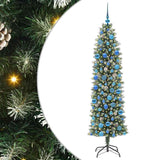 Albero di Natale Artificiale Sottile Verde e Bianco 180 cm