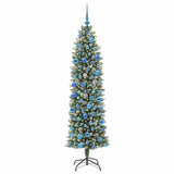 Albero di Natale Artificiale Sottile Verde e Bianco 180 cm