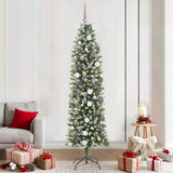 Albero di Natale Artificiale Sottile Verde e Bianco 210 cm