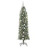 Albero di Natale Artificiale Sottile Verde e Bianco 210 cm