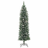 Albero di Natale Artificiale Sottile Verde e Bianco 210 cm
