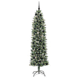 Albero di Natale Artificiale Sottile Verde e Bianco 210 cm
