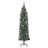 Albero di Natale Artificiale Sottile Verde e Bianco 210 cm