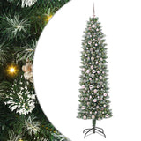 Albero di Natale Artificiale Sottile Verde e Bianco 210 cm