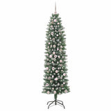 Albero di Natale Artificiale Sottile Verde e Bianco 210 cm