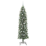 Albero di Natale Artificiale Sottile Verde e Bianco 210 cm