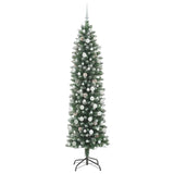 Albero di Natale Artificiale Sottile Verde e Bianco 210 cm