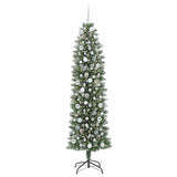 Albero di Natale Artificiale Sottile Verde e Bianco 210 cm
