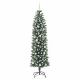 Albero di Natale Artificiale Sottile Verde e Bianco 210 cm