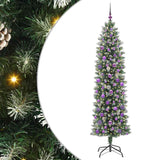 Albero di Natale Artificiale Sottile Verde e Bianco 210 cm