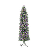 Albero di Natale Artificiale Sottile Verde e Bianco 210 cm