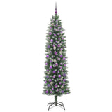Albero di Natale Artificiale Sottile Verde e Bianco 210 cm