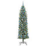 Albero di Natale Artificiale Sottile Verde e Bianco 210 cm