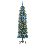 Albero di Natale Artificiale Sottile Verde e Bianco 210 cm