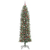 Albero di Natale Artificiale Sottile Verde e Bianco 240 cm